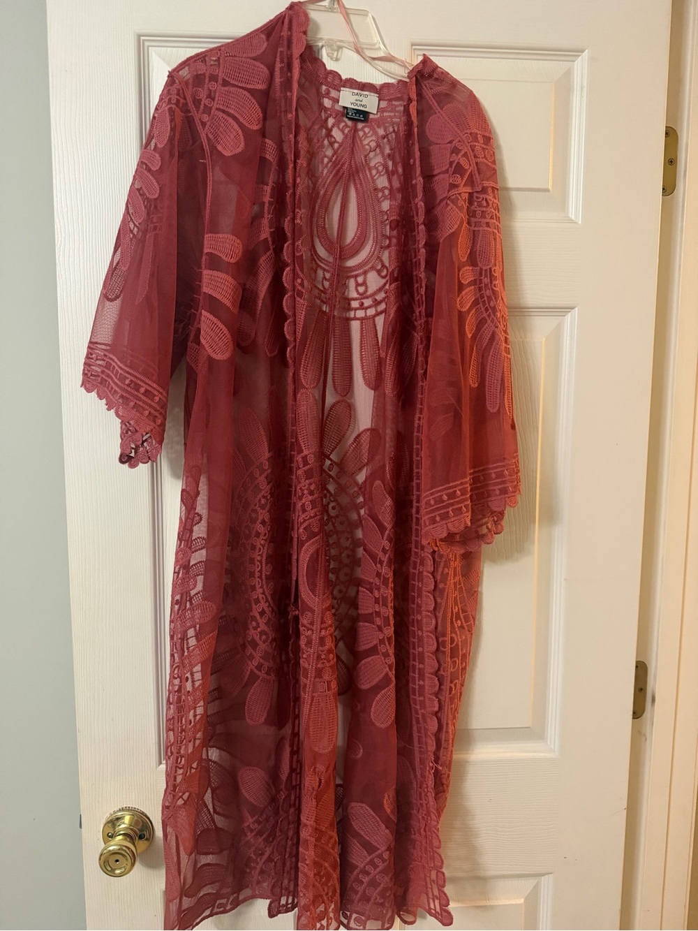 Lace Kimono Robe in Dusty Rose by Unknown Brand